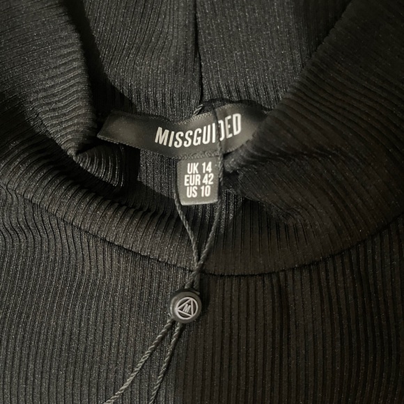 MISSGUIDED High Neck Mini Dress With Ruched Front in Black SZ 10 SZ Medium NWT - Picture 11 of 11